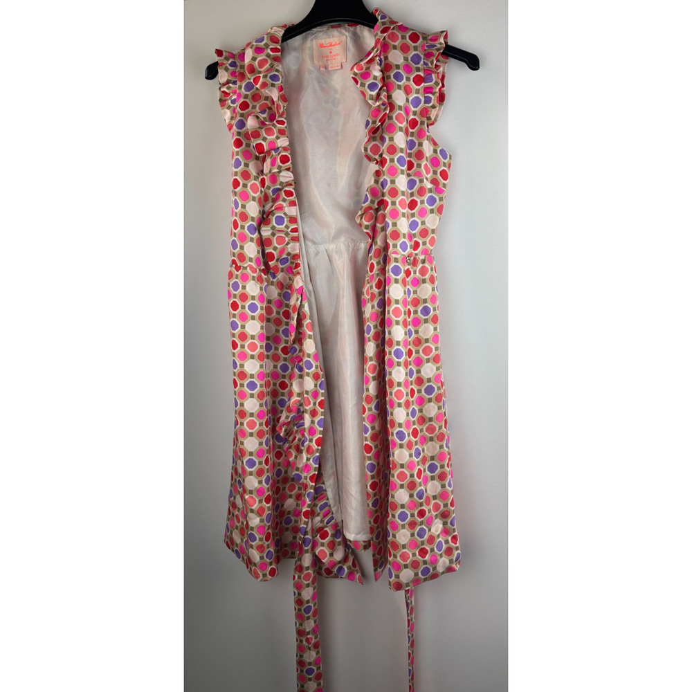 Kate Spade x Florence Broadhurst Aubrey Ruffle Wrap Dress 100% Silk Size 8 - Picture 5 of 16